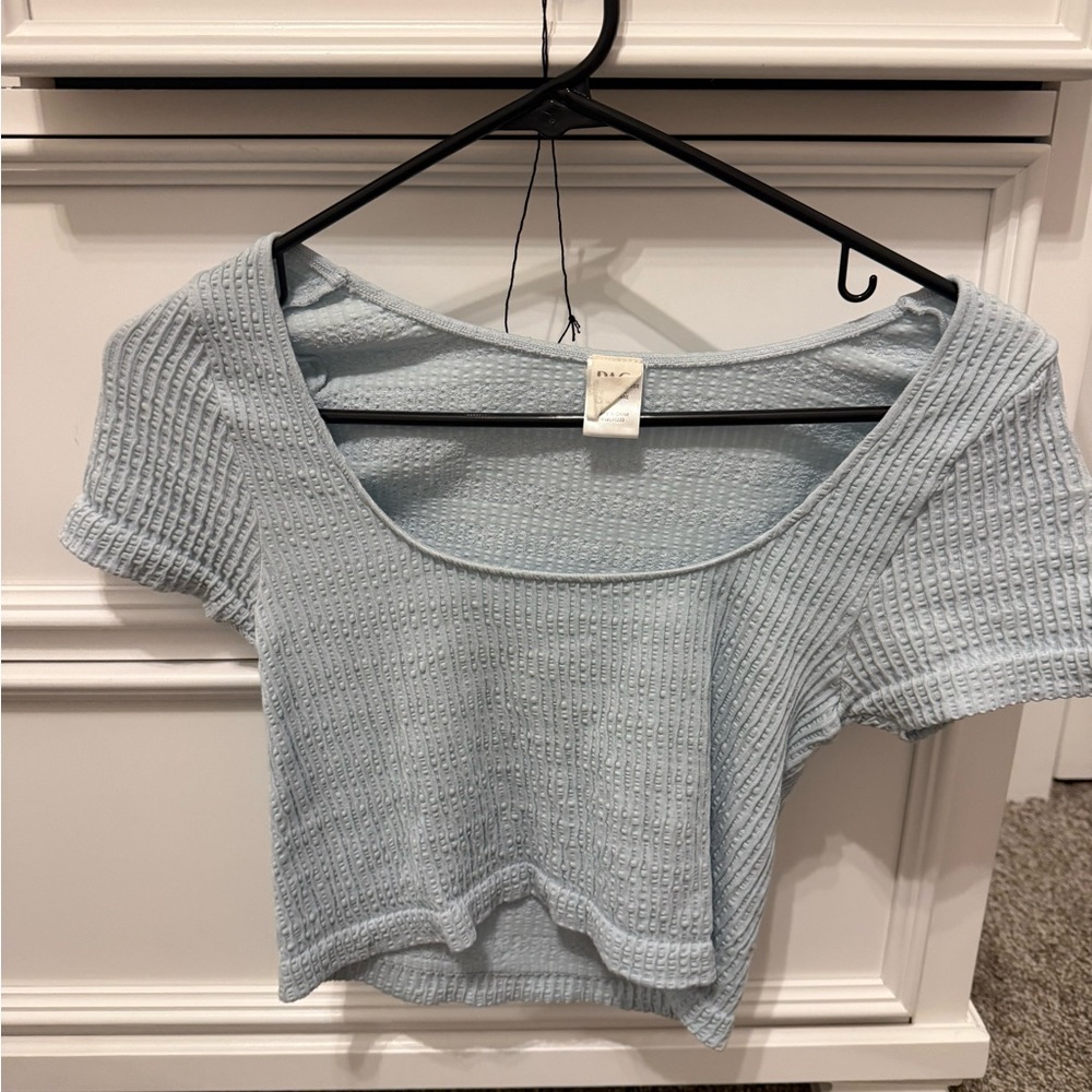PacSun Light Blue Ribbed Scoop Neck Crop Top